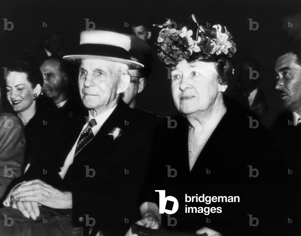 Henry Ford and Clara Bryant Ford, in attendance at a celebration honoring Mr. Ford's 83rd birthday. July 30, 1946