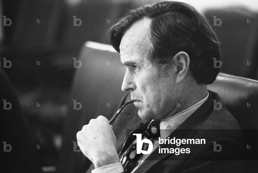CIA Director and future President George H.W. Bush in a meeting following the assassinations in Beirut of the US Ambassador and an economic counselor. June 17 1976