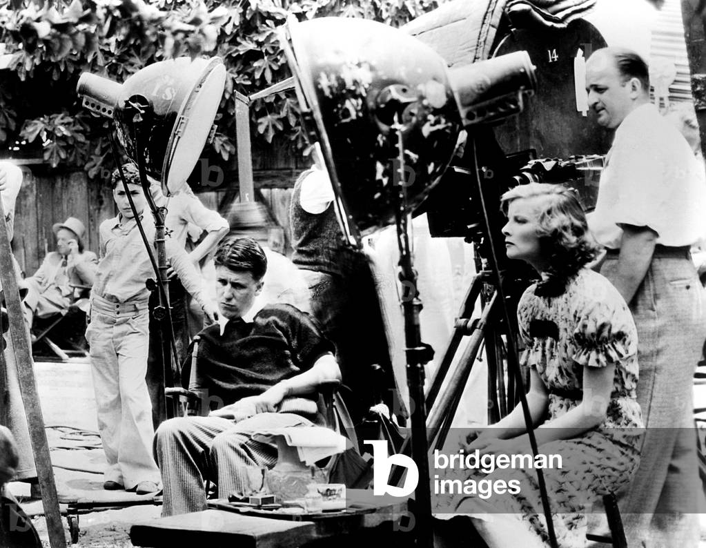 Director George Stevens and Katharine Hepburn on the set of 'ALICE ADAMS'. 1935.