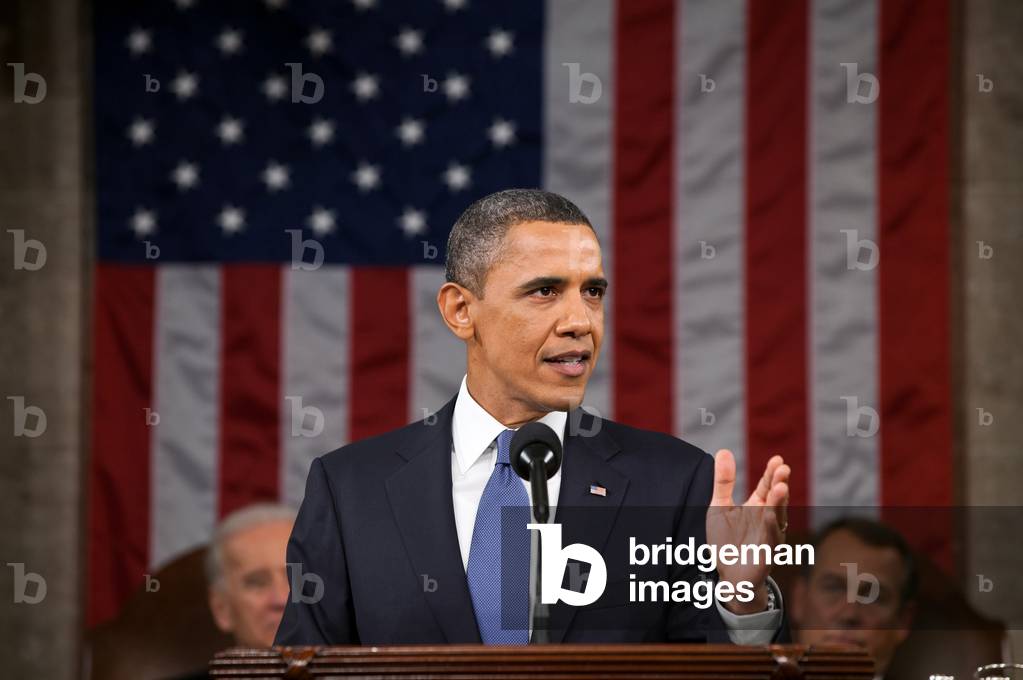 President Obama delivers his State of the Union address in the House Chamber at the U.S. Capitol. Jan. 25 2011. (BSWH_2011_8_141)
