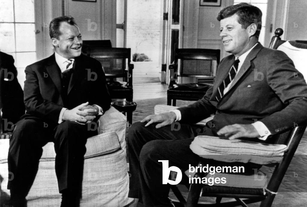 Mayor of West Berlin Willy Brandt meets with President John F. Kennedy at the White House, 1962 (photo)