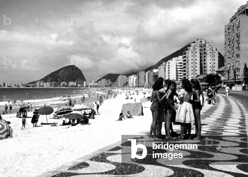 Mosaic sidewalk, Rio de Janeiro, Brazil, 1941