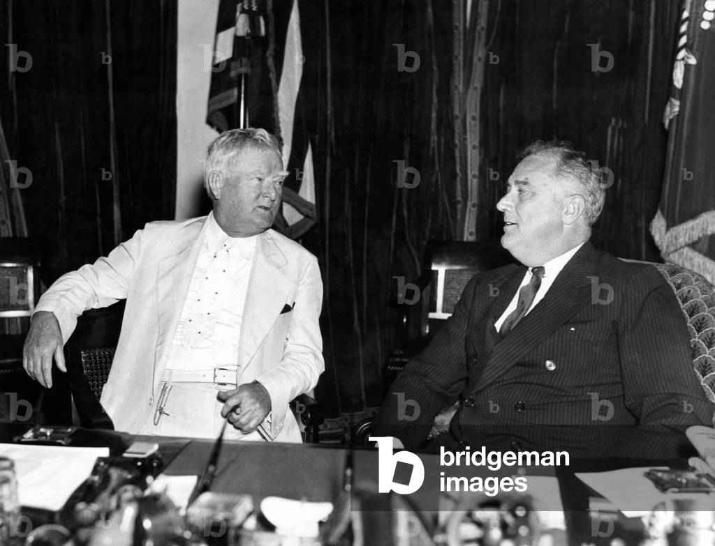 President Franklin Roosevelt and Vice President John Nance Garner at the White House. June 12, 1936