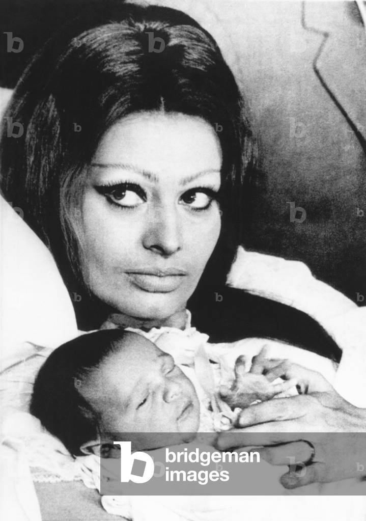Sophia Loren with her son, Carlo Ponti Junior, at Cantonal Hospital in Geneva on Jan. 4, 1969