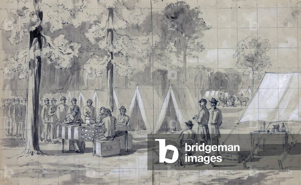 The Civil War. Pennsylvania soldiers voting, Army of the James. 1864