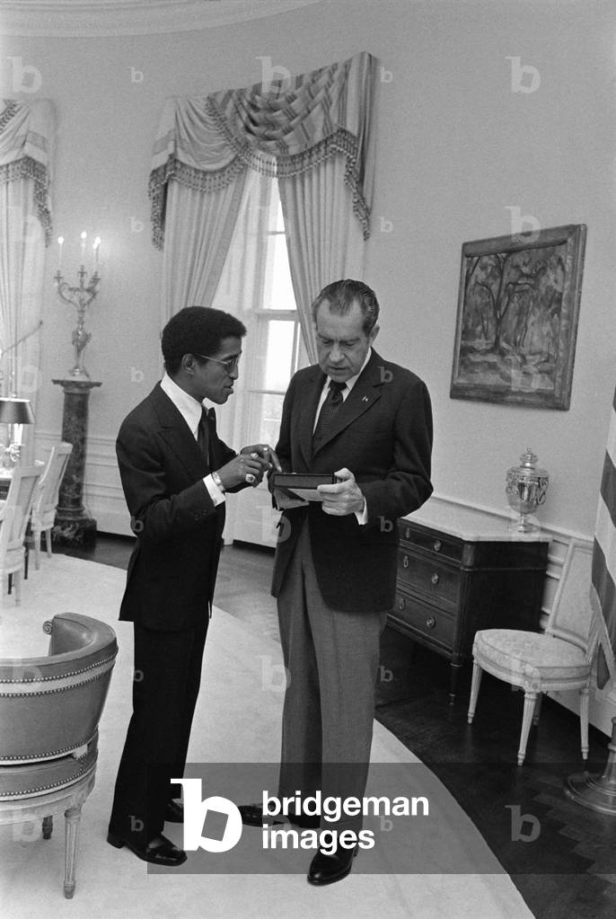 Sammy Davis Jr. with Richard Nixon in the Oval Office. March 4 1973