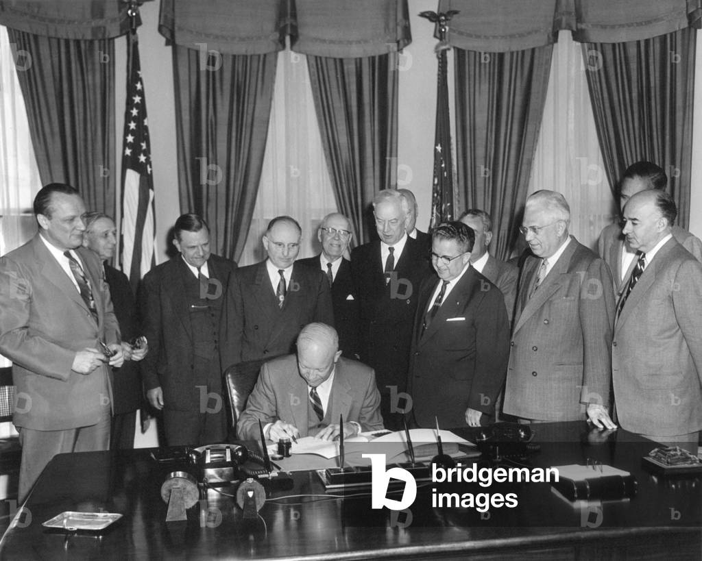 President Eisenhower signs the Highway Act of 1954