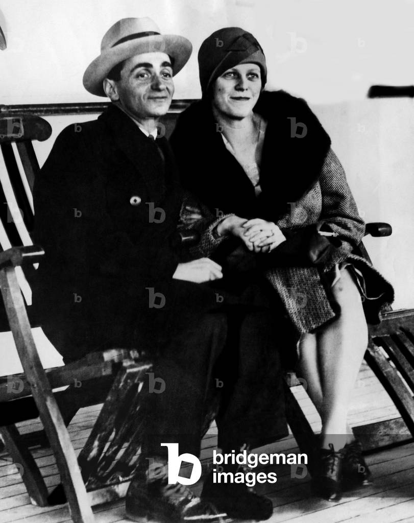 Irving Berlin and his wife, Ellin, arrive in England for their honeymoon, 1926