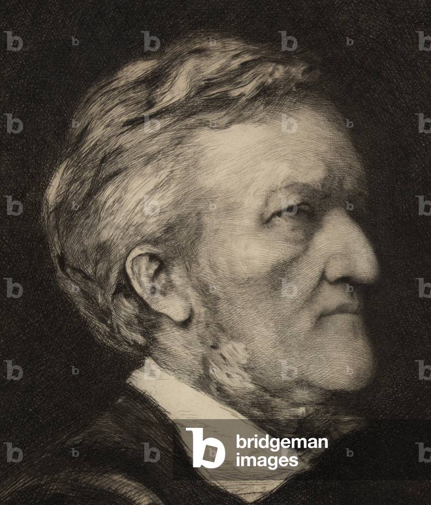 Richard Wagner (1913-1883) German composer. Detail of portrait etching by German born artist Hubert von Herkomer (1849-1914)