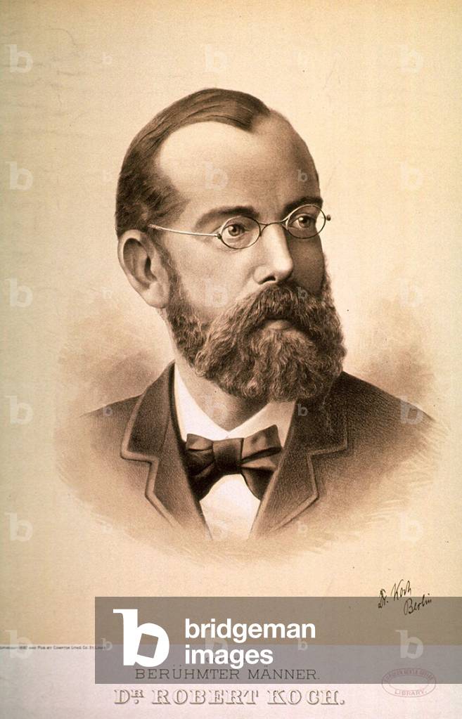 Robert Koch (1843-1910), German physician, who with Louis Pasteur, founded the modern science of bacteriology. He received the Nobel Prize for Physiology or Medicine in 1905 for his work on tuberculosis. 1887 portrait