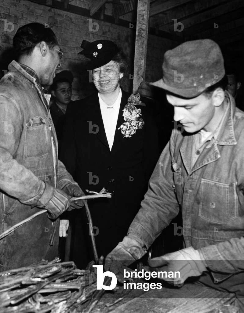 FDR Presidency. First Lady Eleanor Roosevelt on a tour of San Quentin State Prison, San Francisco, California, c.early 1940s
