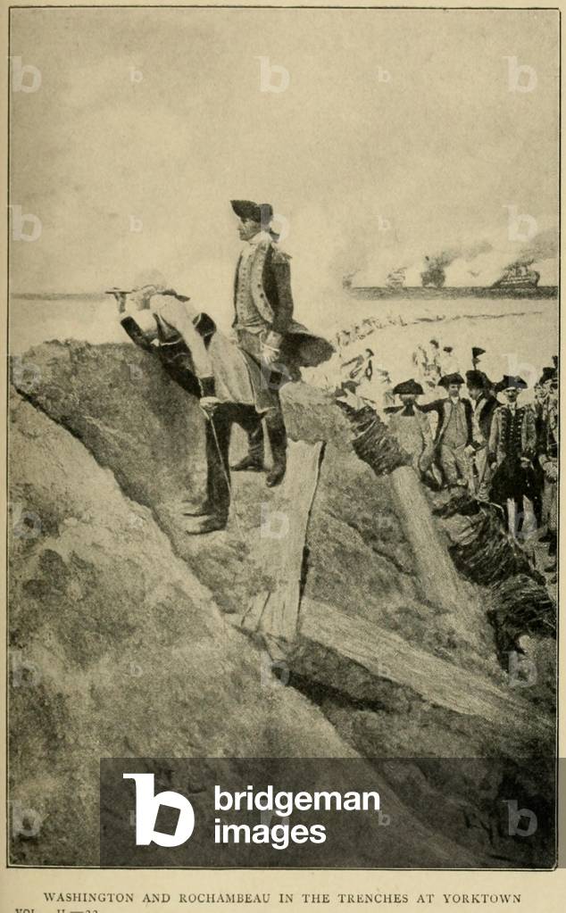 Washington and Rochambeau in the trenches at Yorktown. 1781