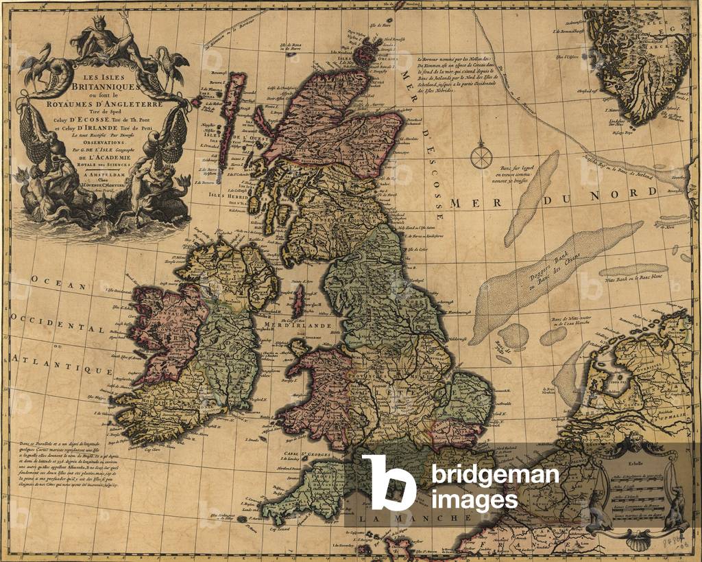 British Isles in early 18th century map showing internal divisions, all of which were united under United Kingdom government