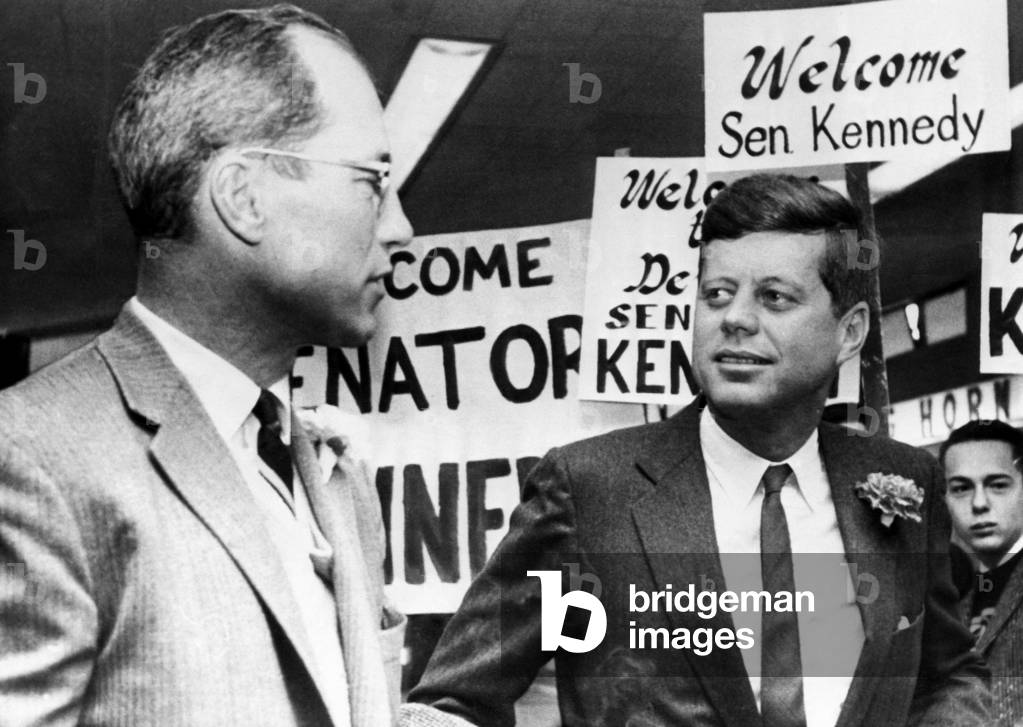 Ex-football star Byron White, Senator John F. Kennedy, Denver, Colorado, November 28, 1959.