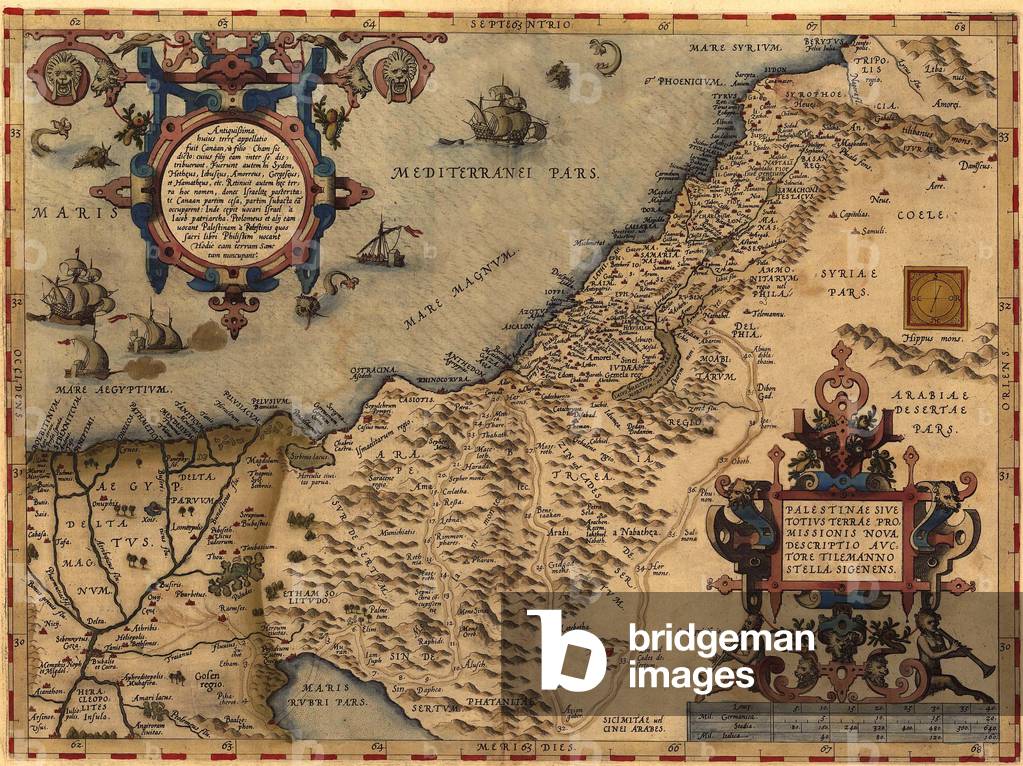 1570 map of Palestine, from Abraham Ortelius' atlas, 