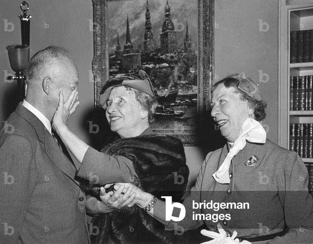 President Eisenhower with Helen Keller and her aide Polly Thompson. November 3, 1953. Patty Duke played Helen Keller in THE MIRACLE WORKER, a 1962 film about Keller's the early education.