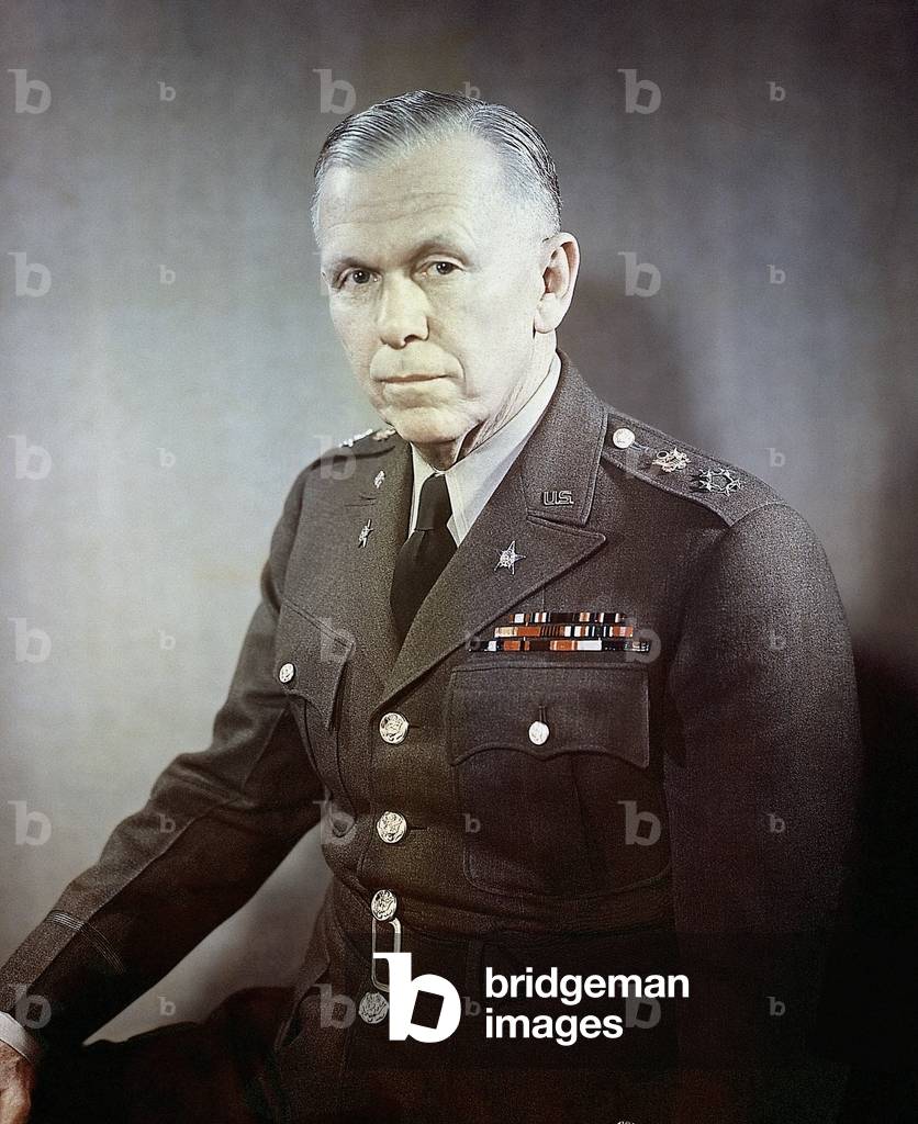 General George C. Marshall as Army Chief of Staff in World War 2. He would also become Secretary of State, and Nobel Prize Winner for his leadership of Marshall Plan for European recovery. c. 1942-45