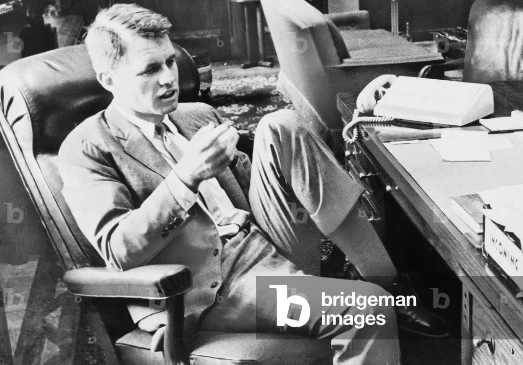 Attorney General Robert F. Kennedy, in June 1961, after he had dispatched 600 Federal Marshalls to Southern states to protect Civil Rights demonstrators. Kennedy also ordered the FBI wiretaps of Dr. Martin Luther King's phone conversations in the same year