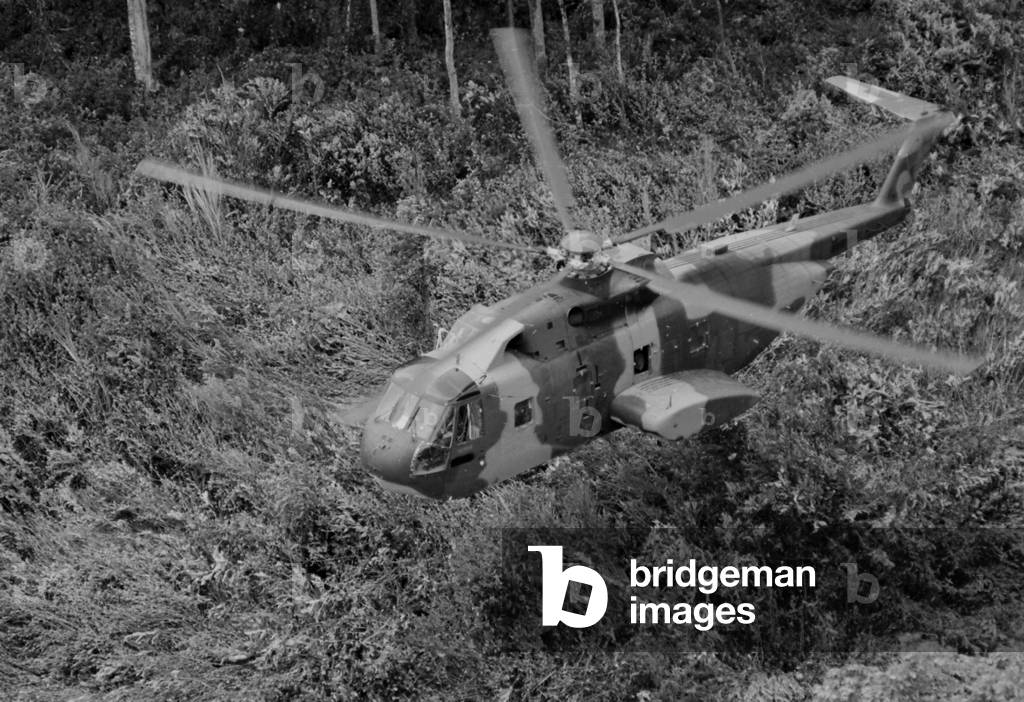 Vietnam War. An unmarked US Air Force helicopter landing in Southeast Asian jungle during operation 'Pony Express.' Pony Express provided covert transport for indigenous soldiers operating across the Laotian and North Vietnamese borders during the Vietnam War. June 1968