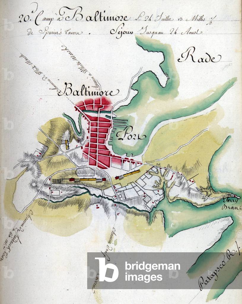 Map of Baltimore. Drawn by du Chesnoy for Lafayette. 1778