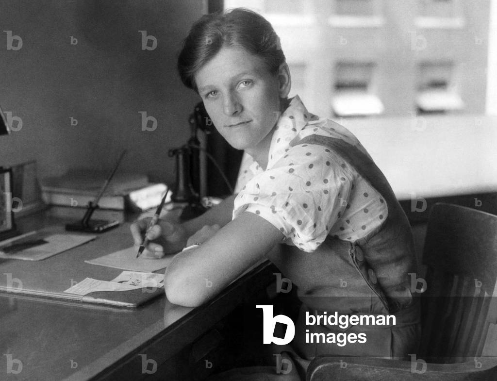 American athlete Babe Didrikson (aka Babe Zaharias), at her desk at work as a secretary in Dallas, Texas, 1932.