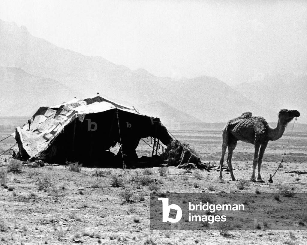 Nomadic tents can be seen in a mountainous area outside of Kabul, Afghanistan. Sept. 17, 1971
