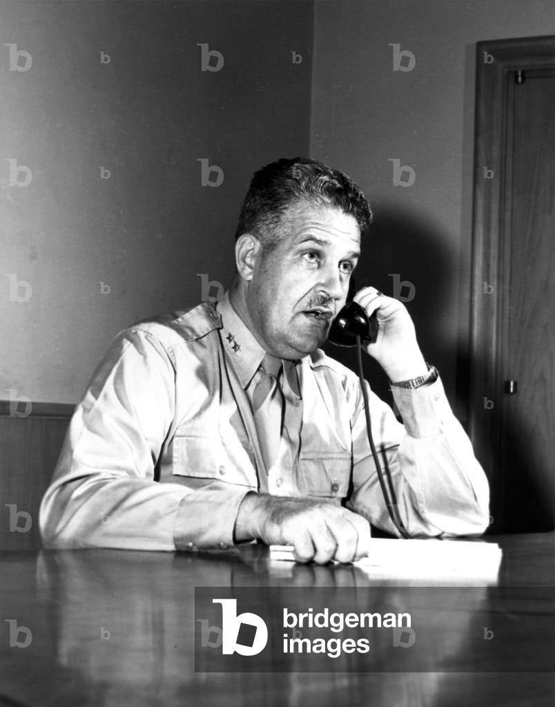 General Leslie Groves headed the Manhattan Project from 1942 until 1947. Prior to this, he headed the construction of the Pentagon. c. 1945-46