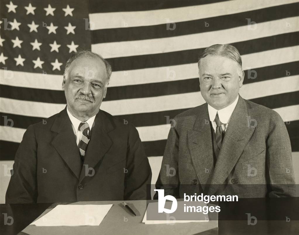 1928 Republican Presidential Running mates, Herbert Hoover(right) and Charles Curtis. In 1928, Hoover was then Secretary of Commerce and Curtis was Senate Majority Leader