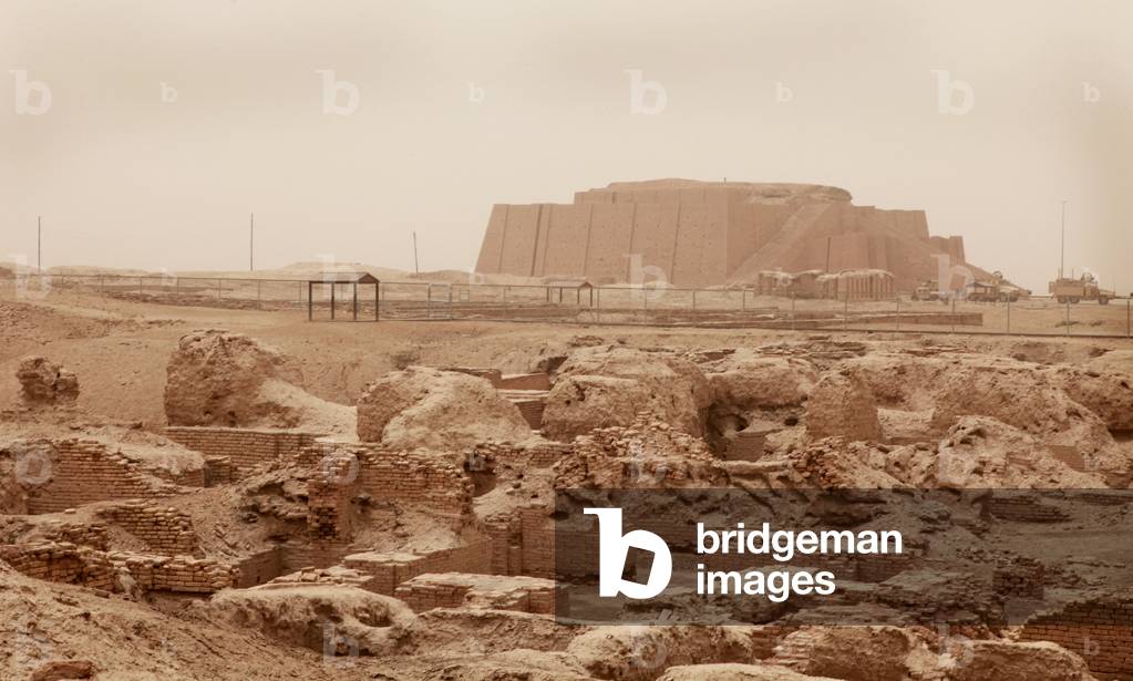 The Great Ziggurat of Ur was built by the Neo-Sumerians built under King Nabonidus 556-539 BC on the rubble of an older Sumerian structure constructed by Sumerian King Ur-Nammu ca 2100 BC. In the foreground are ancient burial grounds. May 18 2010