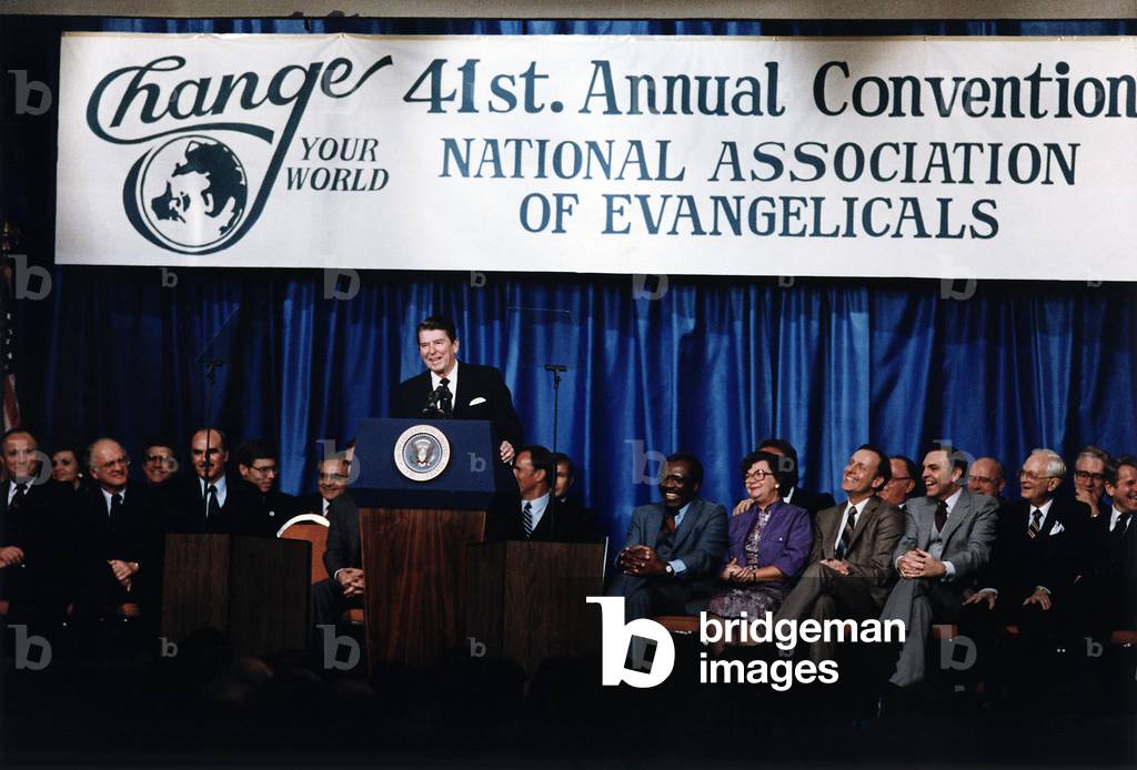 Ronald Reagan. President Reagan giving the 'Evil Empire' speech to the Annual Convention of the National Association of Evangelicals. Orlando, Florida, March 8, 1983