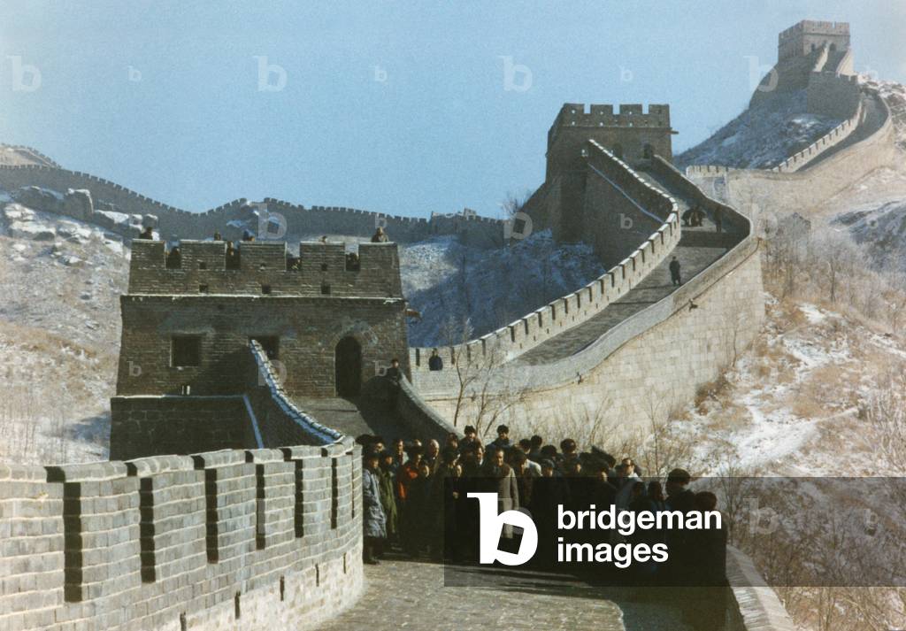 President Richard Nixon and his entourage on the Great Wall during his trip to China. Feb. 24, 1972