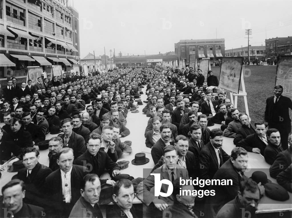 Ford English School, established in 1913, to teach immigrant workers English, and improve worker communication and performance. Thousands of workers enrolled to be instructed by their co-workers. 1917