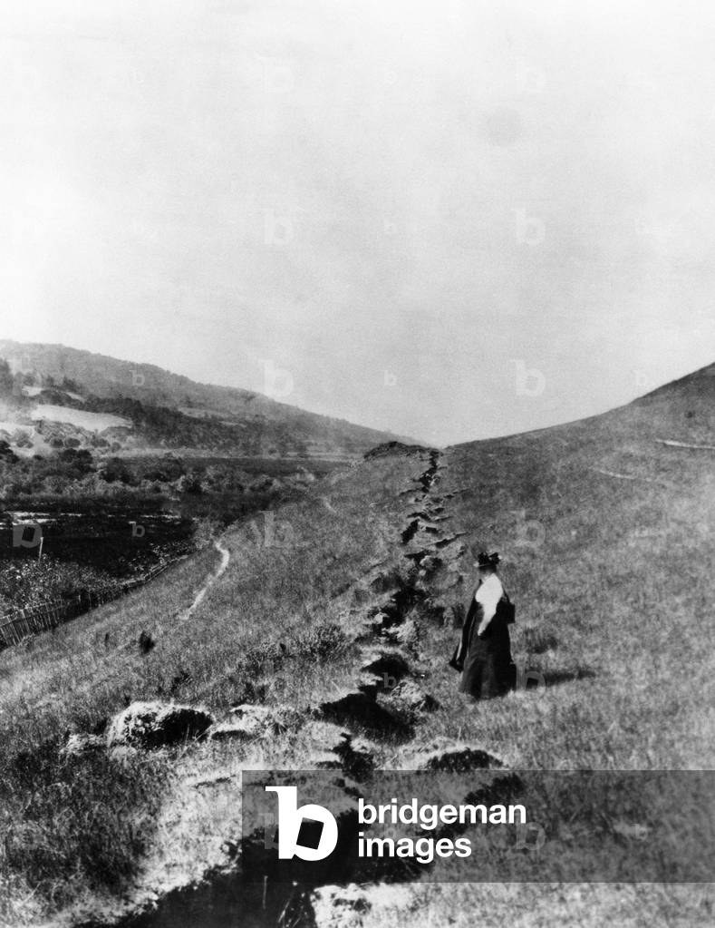 The San Andreas fault in Olema, California after the 1906 earthquake