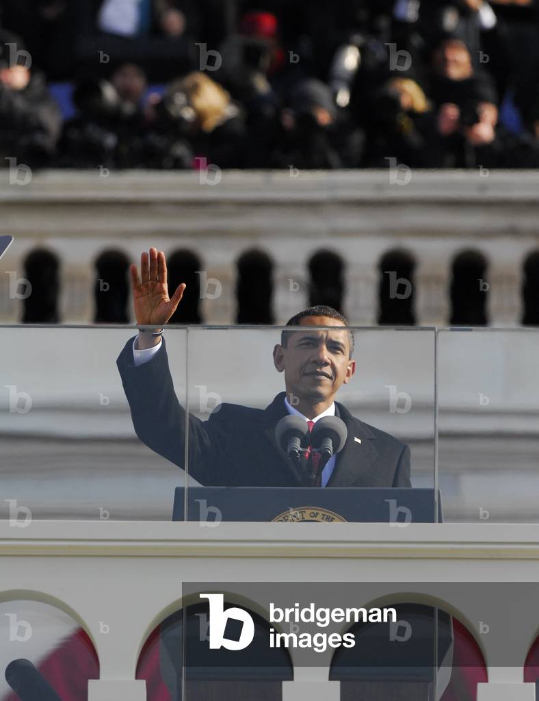 President Obama gestures as he delivers his inaugural address. Jan. 20 2009. (BSWH_2011_8_179)
