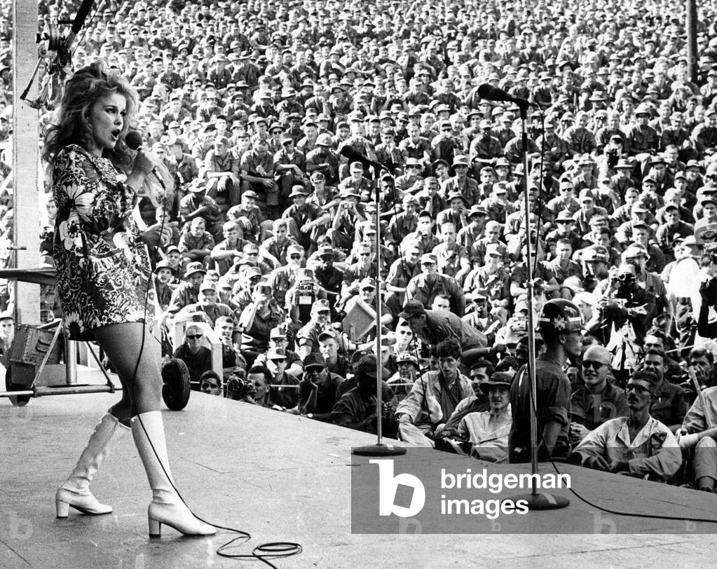 ANN-MARGRET wows the GIs in South Vietnam during Bob Hope's Christmas show, 12/25/68