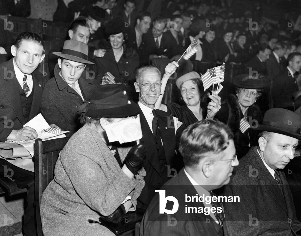 The America First Committee, protesting the United States entry into World War II, New York, November, 4, 1941