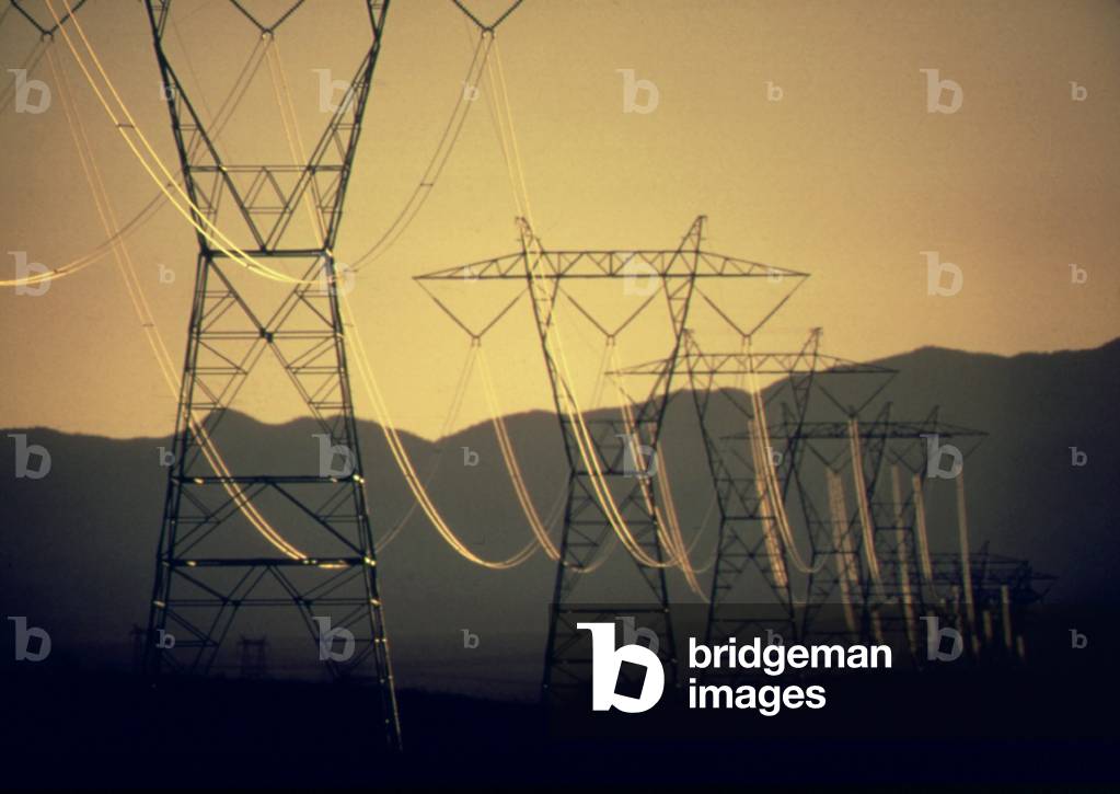 Electric power lines near Searchlight Nevada. c. 1973-75