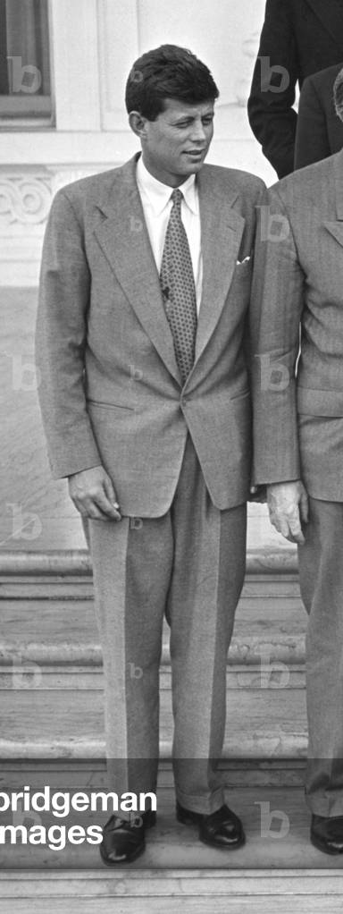 John Fitzgerald Kennedy as a freshman Senator. Picture is cropped from a group photo of 13 Senators after a luncheon with President Eisenhower. March 4, 1953.