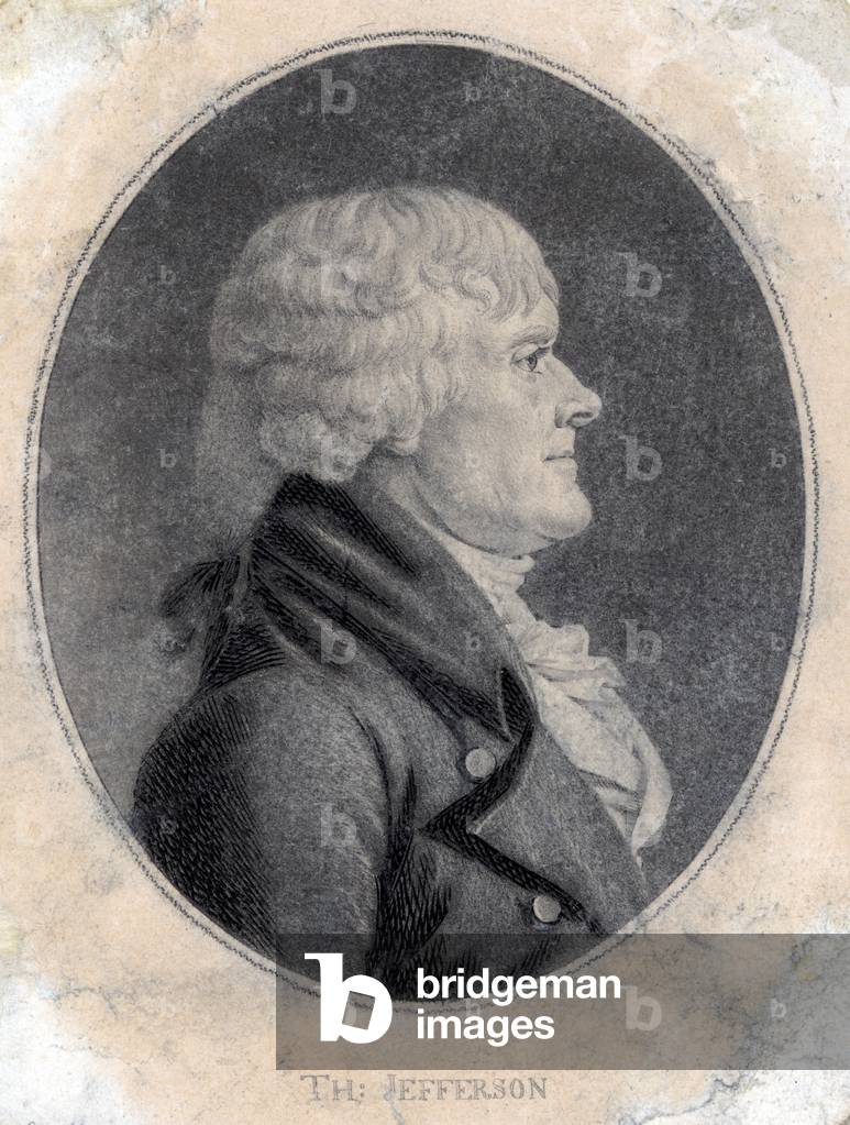 Thomas Jefferson, third President of the United States. engraving by Saint-Mémin c. 1804