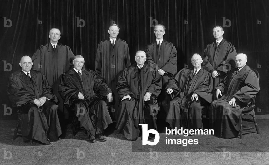 Stone Court. United States Supreme Court group portrait. Center front is Chief Justice Harlan Stone. c. 1943