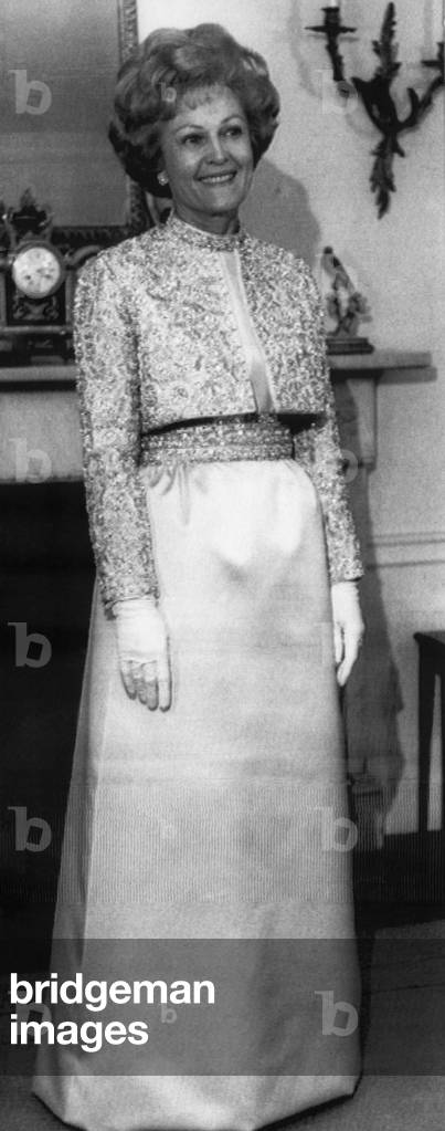 1969 Presidential Inauguration. First Lady Patricia Nixon in inaugural gown, 1969