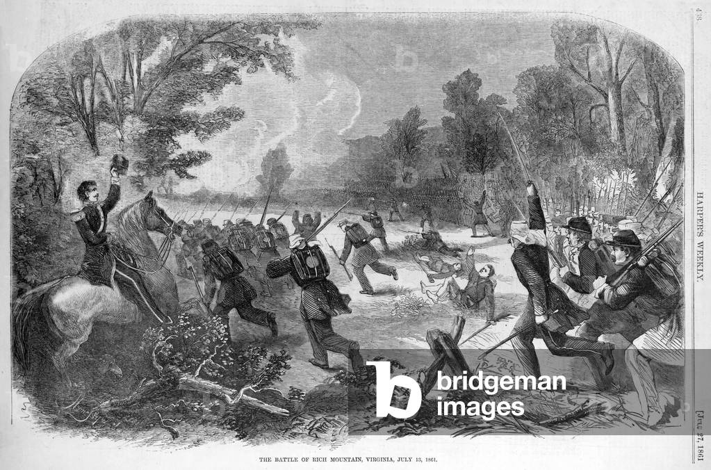 The Civil War. The battle of Rich Mountain, (West) Virginia, July 13, 1861. Engraving ca 1861