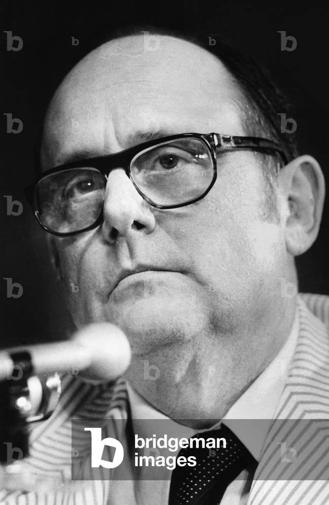 Watergate conspirator Bernard Barker appears before the Senate Watergate committee on May 24, 1973. He testified the Watergate burglars were looking for evidence of Cuban contributions to the campaign of Sen. George McGovern and possibly that of Senator Edward Kennedy.'