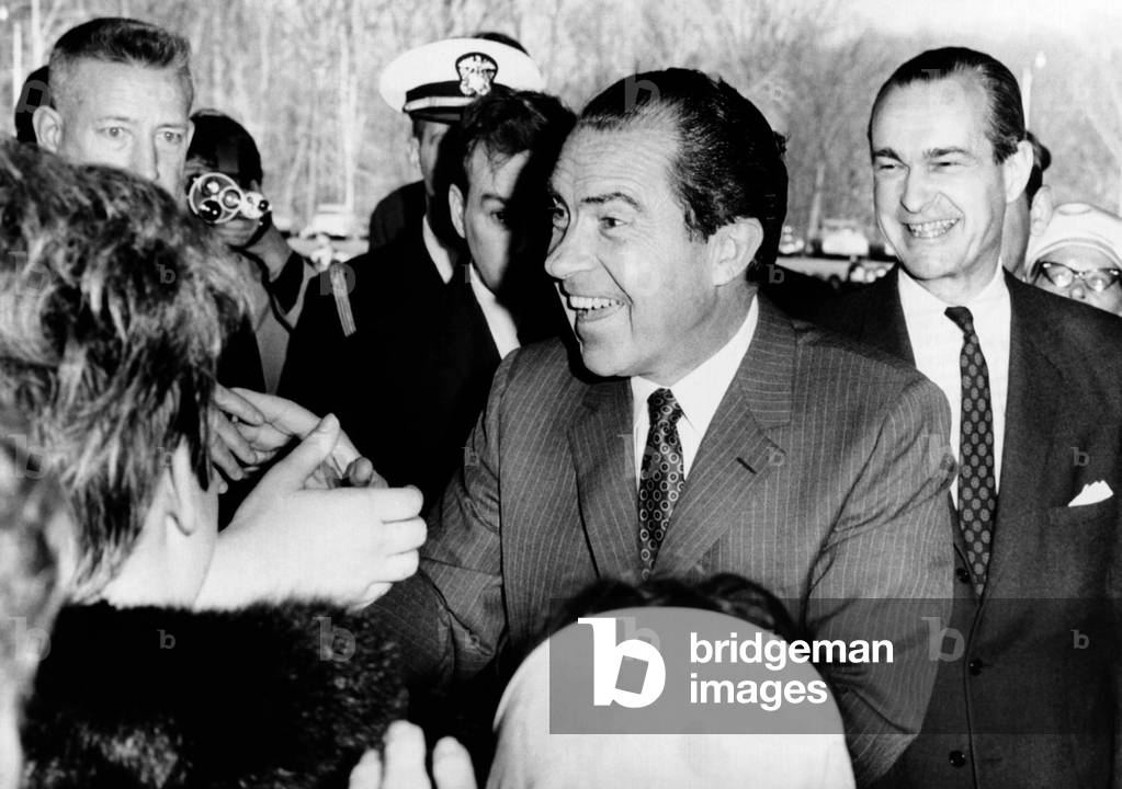 Employees of the Central Intelligence Agency greet President Nixon, Mar. 7, 1969