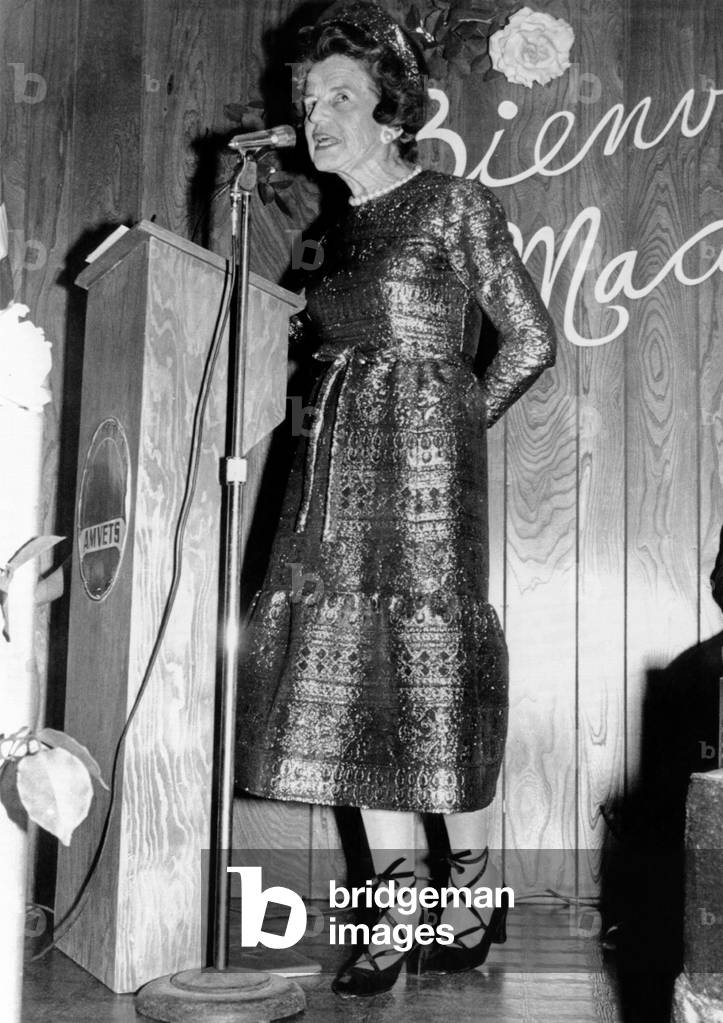 Rose Fitzgerald Kennedy at 80 years old, still kept up with fashion. She wears a long 'maxi-dress' and ankle laced shoes as she campaign for her son, Senator Edward Kennedy. Oct. 7, 1970