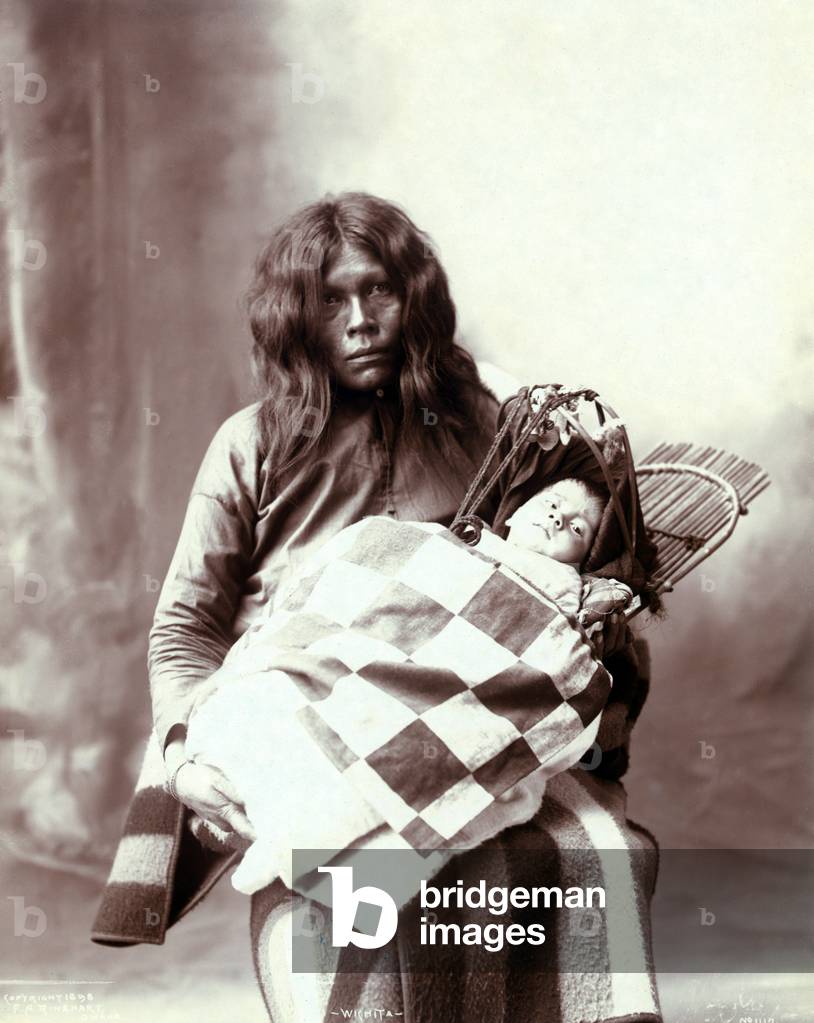 Native American woman and chiled, woman and baby of the Wichita Indian tribe, photograph by Frank A. Rinehart, 1899
