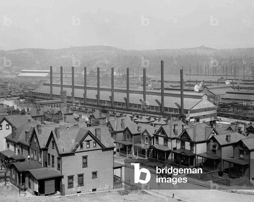 Rows of neat family houses near the Homestead Steel Works, Pennsylvania, c. 1905