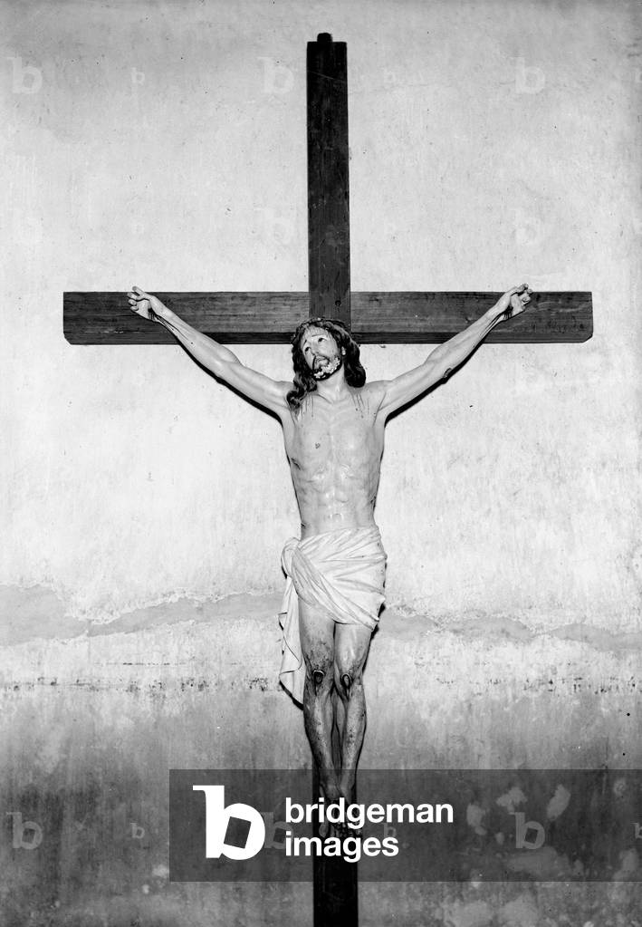 Crucifix, San Xavier del Bac Mission, Tucson, Az, Donald W. Dickensheets, photographer, c. 1940