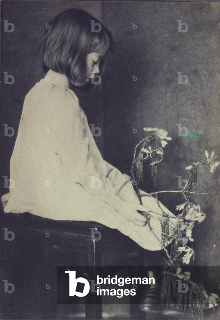 Child with oak branch, photograph by Eva Watson Schutze, 1900