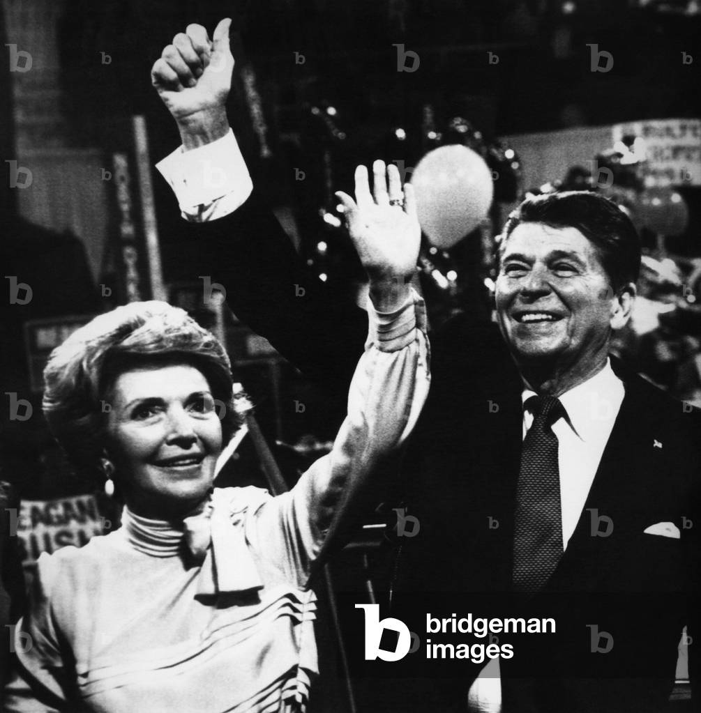 Reagan Presidency. Republican party nominee and California Governor (and future US President) Ronald Reagan and future First Lady Nancy Reagan at the Republican National Convention, Detroit, Michigan, July, 1980